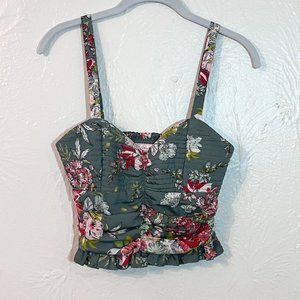 BOG Collective stretchy floral cropped tank top